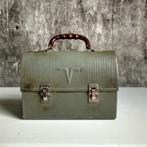 vintage green lunch box metal|old style metal lunch boxes.